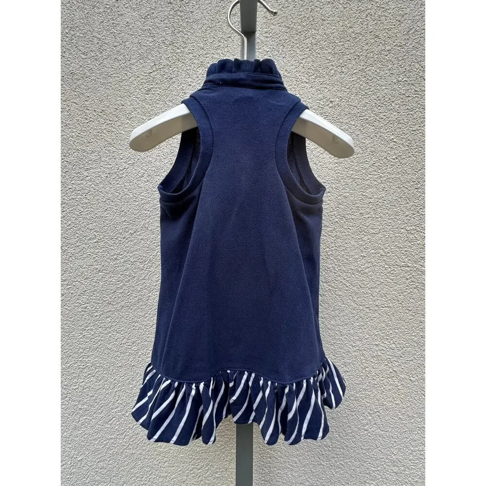 Polo Ralph Lauren Pique Sleeveless Ruffle Dress Baby Size 2T, Blue